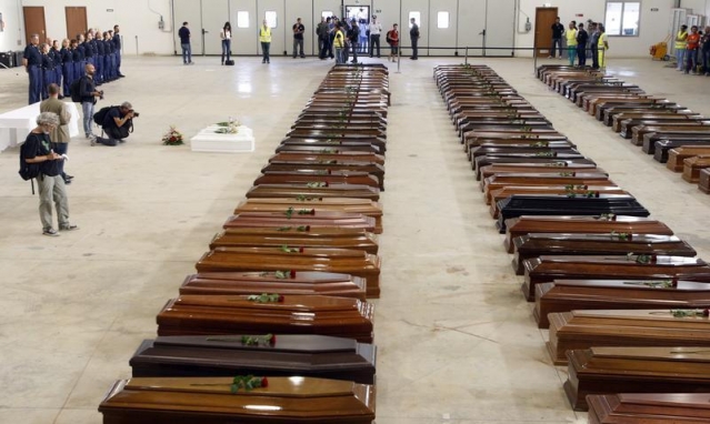Eritreans hold tribute in memory of the first anniversary of the Lampedusa Tragedy