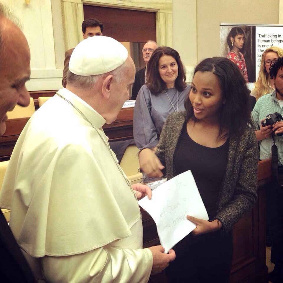 One-Day Seyoum founder Vanessa Berhe met with Pope Francis