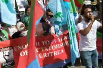 ለንደን፣ ኣብ ኤርትራ ተኸሲቱ ዘሎ ማሕበራዊ ሕሰም ከብቅዕ ዝጽውዕ ሰለማዊ ሰልፊ ተኻይዱ